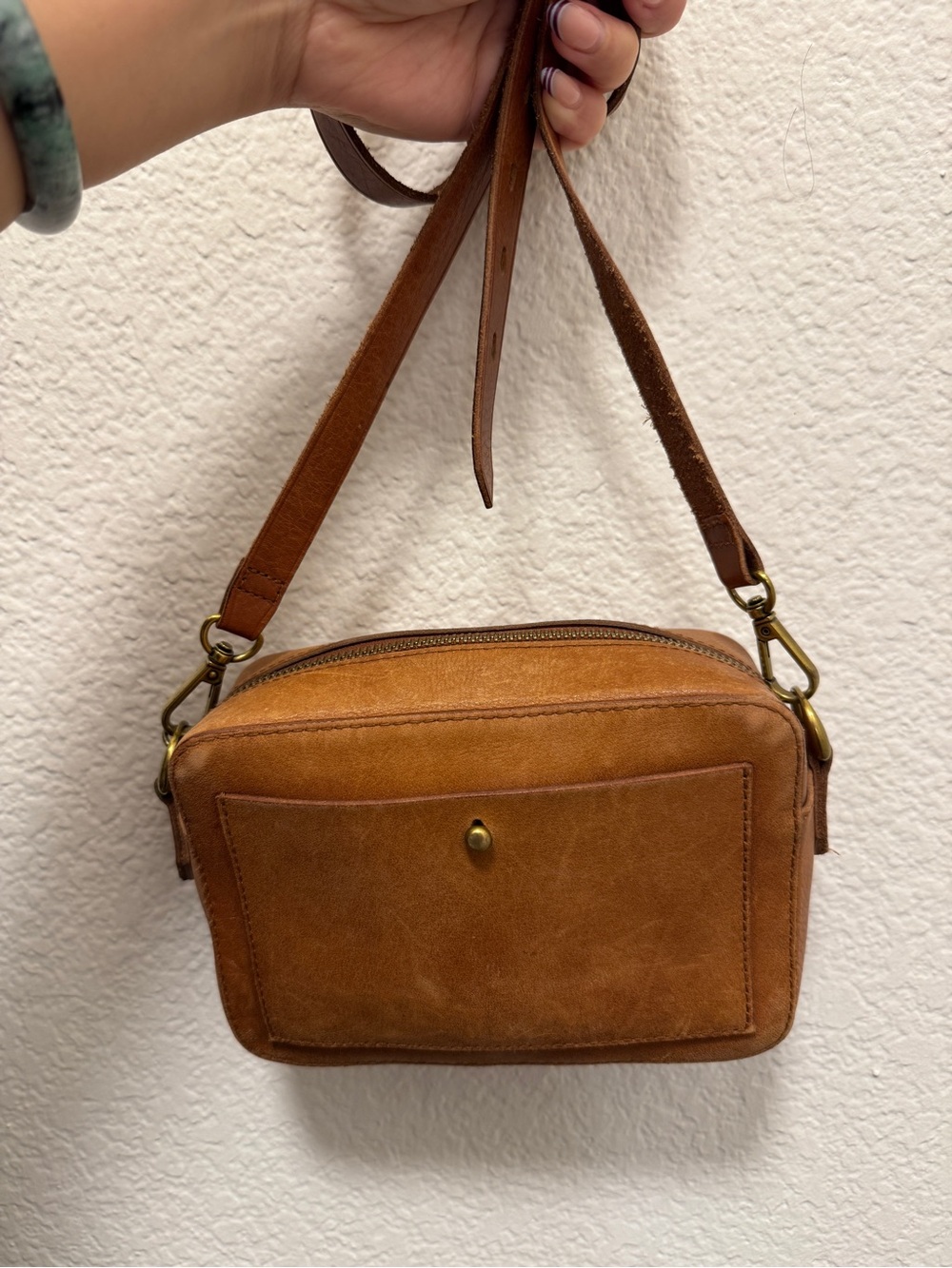 Madewell Transport Camera Crossbody Bag in leather brown